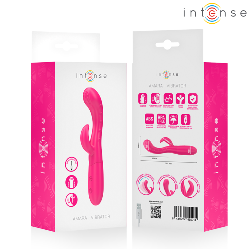 Wibrator INTENSE AMARA z pobudzającym języczkiem, różowy
