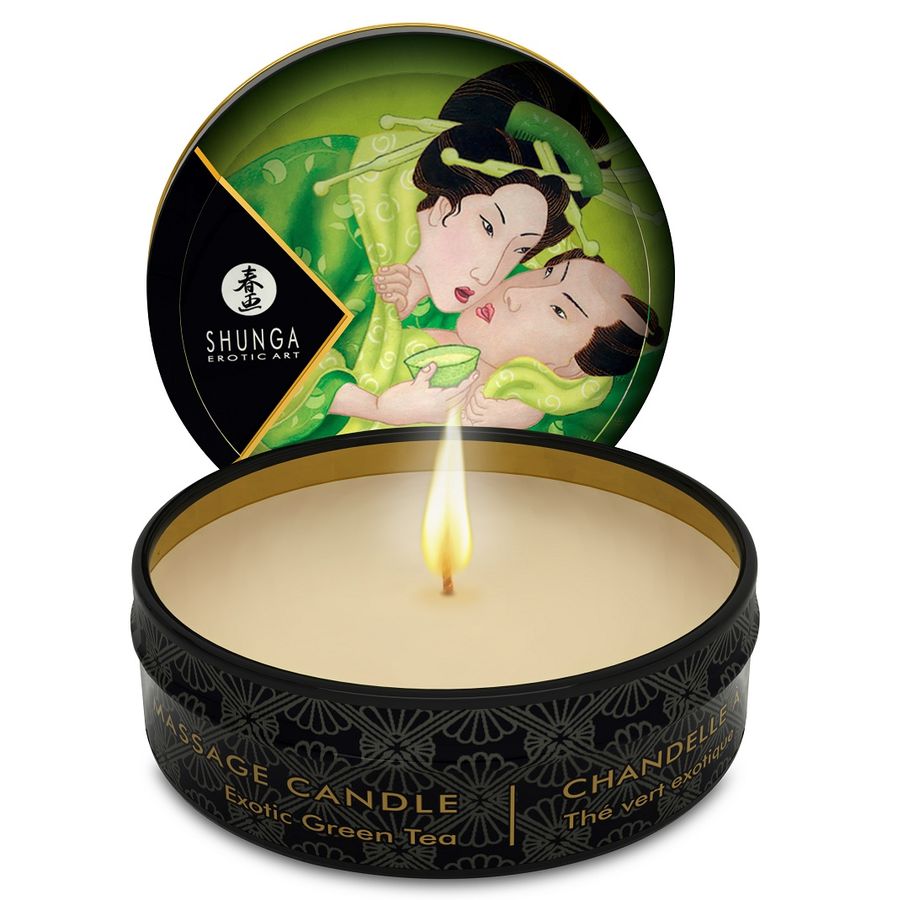 Shunga Mini Caress świeca do masażu o aromacie zielonej herbaty, 30 ml