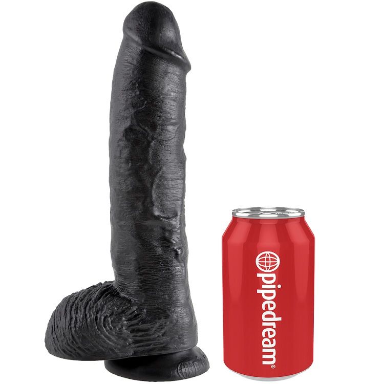 Dildo KING COCK z kulkami i przyssawką, 25,4 cm