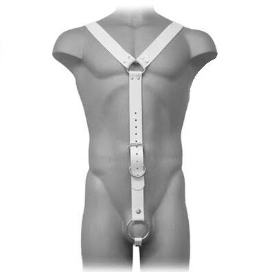LEATHER BODY męski harness ze skóry, biały