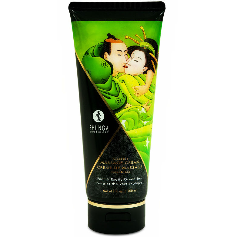 Krem do masażu erotycznego Shunga o smaku gruszki i zielonej herbaty, 200 ml