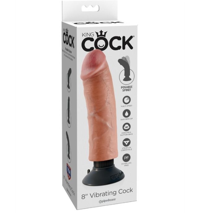 Realistyczny wibrator KING COCK, 20,32 cm, w kolorze cielistym