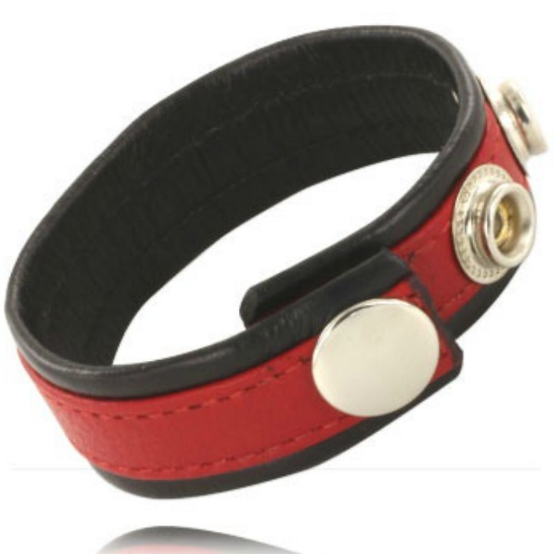 LEATHER BODY regulowany pasek na penisa ze skóry, czerwono czarny
