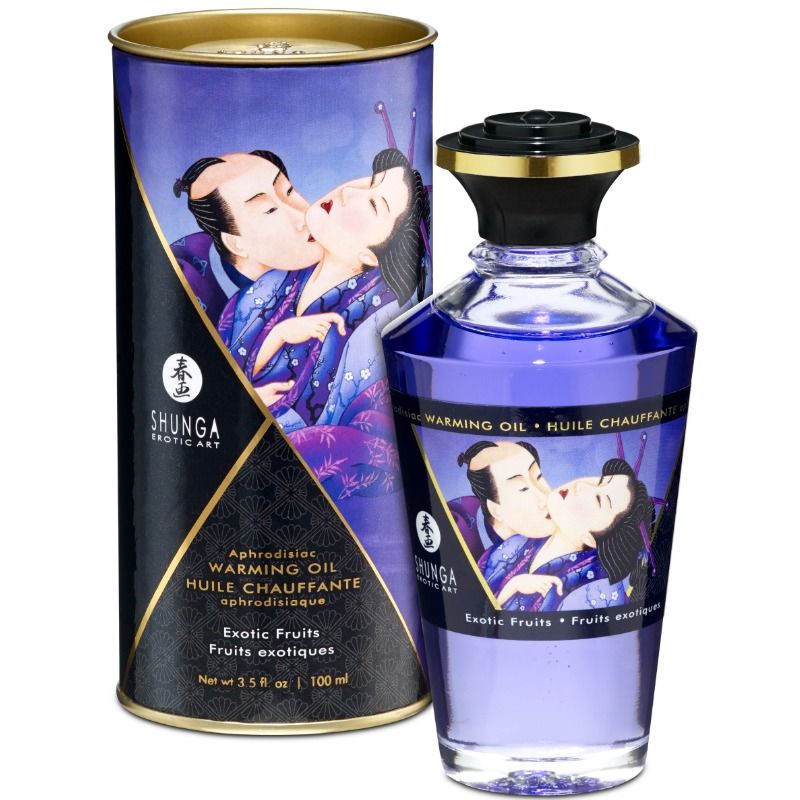 Olejek do masażu SHUNGA o działaniu rozgrzewającym, owoce egzotyczne, 100 ml