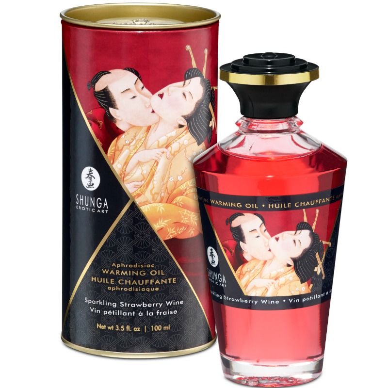 Olejek do masażu Shunga, truskawki z cava, 100 ml