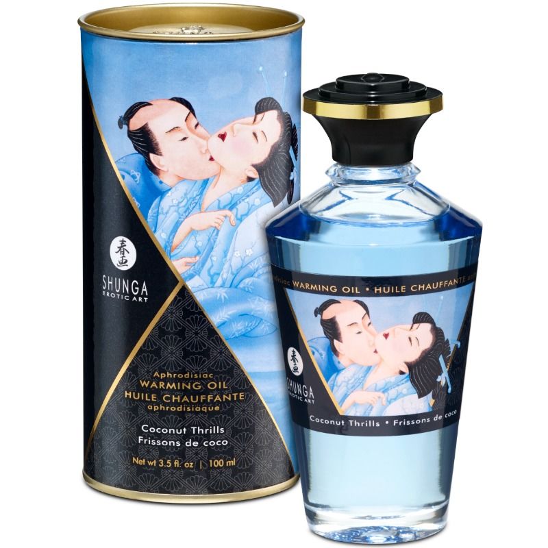 Olejek do masażu Shunga o smaku kokosa, efekt rozgrzewający, 100 ml