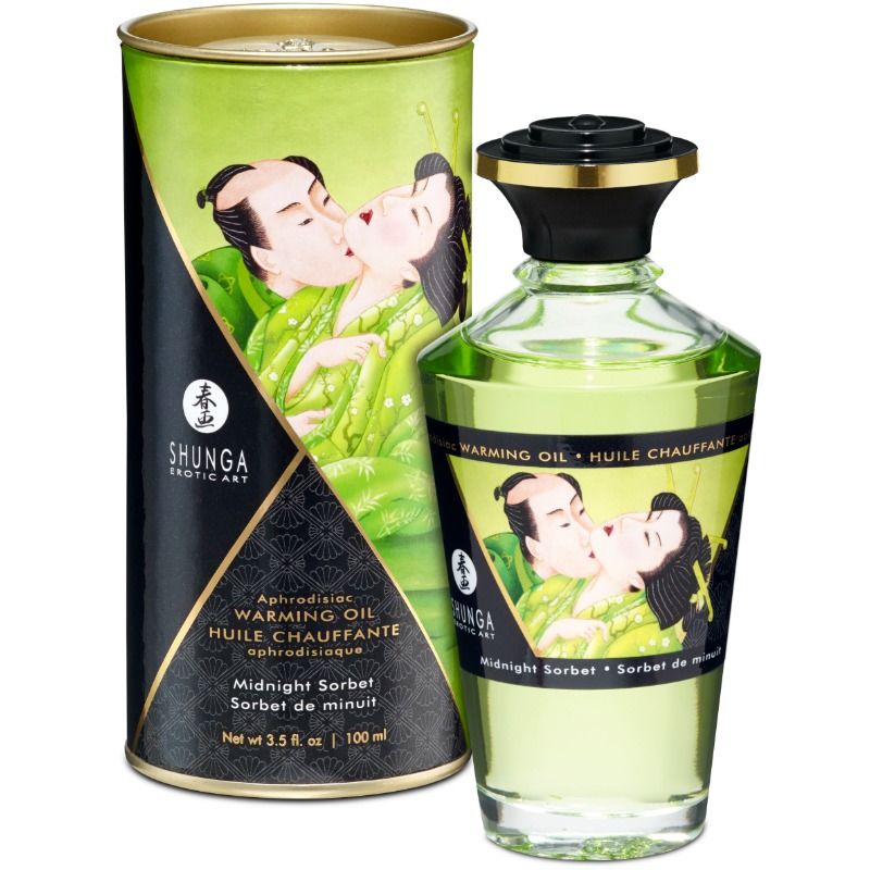 Olejek do masażu Shunga Midnight Sorbet z efektem rozgrzewającym, 100 ml