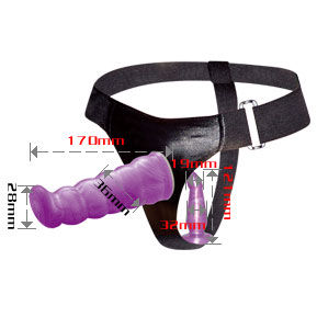 Zestaw strap on BAILE z dwoma dildo, liliowy