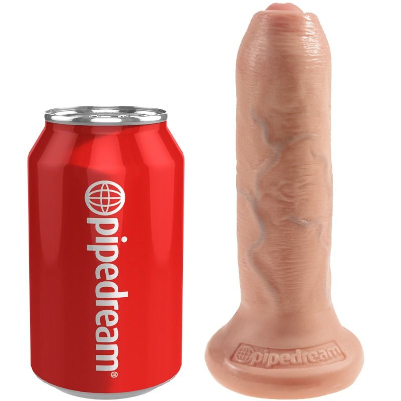 Realistyczny dildo KING COCK Uncut z ruchomym napletkiem, 15 cm