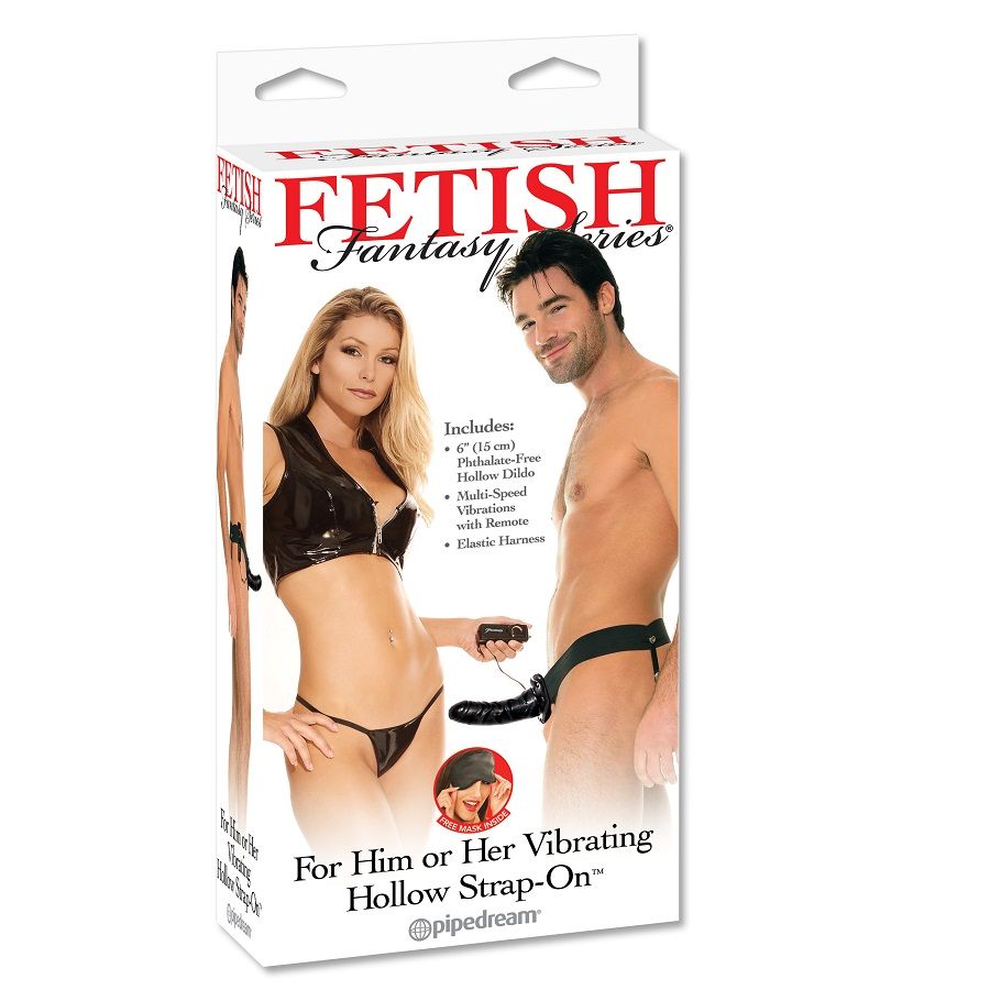 FETISH FANTASY SERIES Wibrujące dildo z uprzężą i pustym wnętrzem