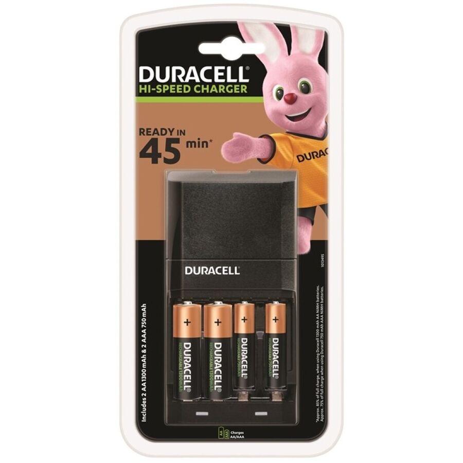 Szybka ładowarka 45 min z diodą LED i 4 akumulatorami 1700 mAh 750 mAh DURACELL