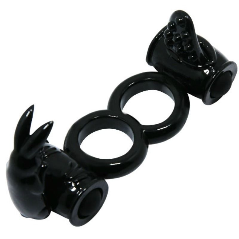 BAILE Sweet Ring Double, wibrujący pierścień na penisa ze stymulatorem typu rabbit