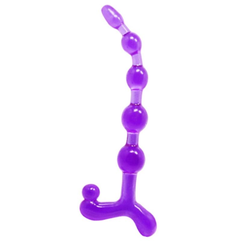 Łańcuszek analny BAILE Bendy Twist z TPR, liliowy