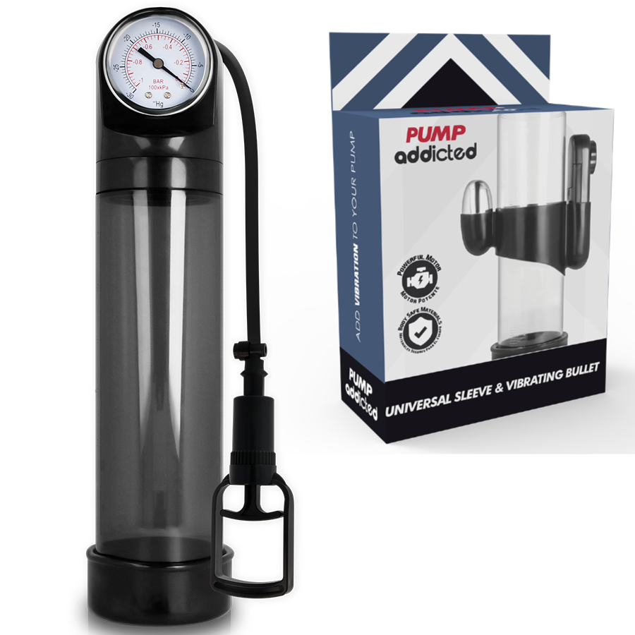 Pompka do penisa PUMP ADDICTED RX9 z wibratorem, czarna