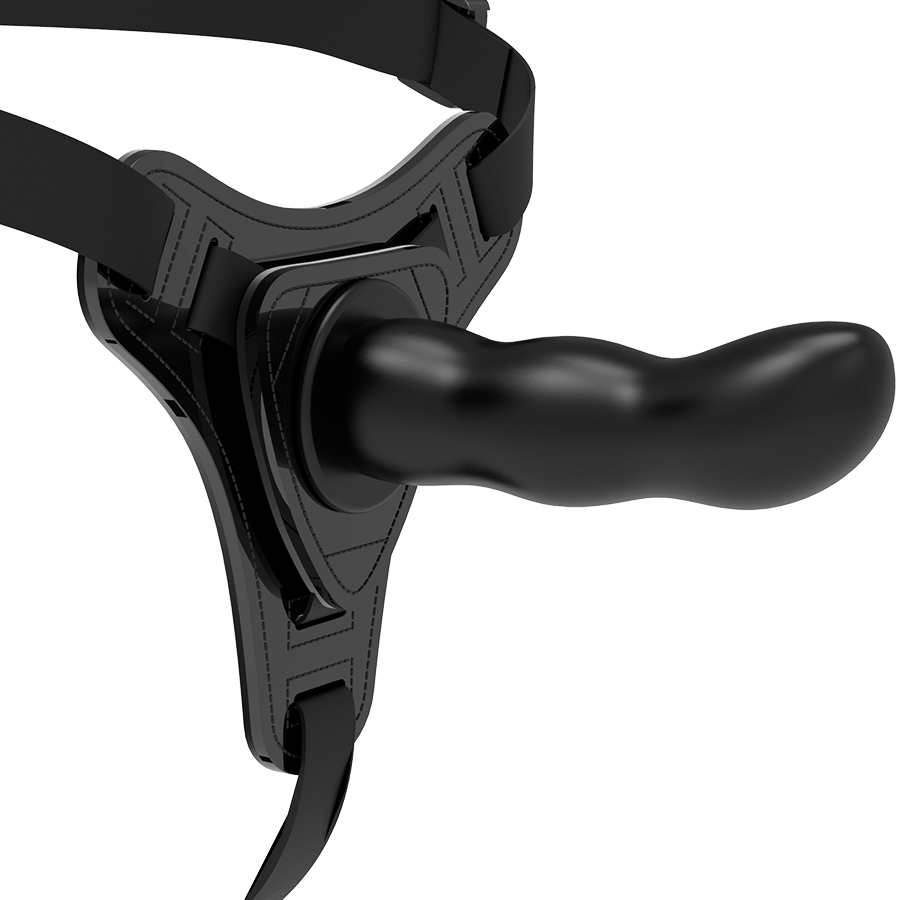 Fetish Submissive uprząż strap on z silikonu, czarna, 16 cm