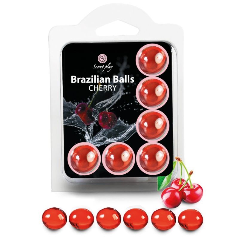Secretplay Brazilian Balls wiśniowe z płynem nawilżającym
