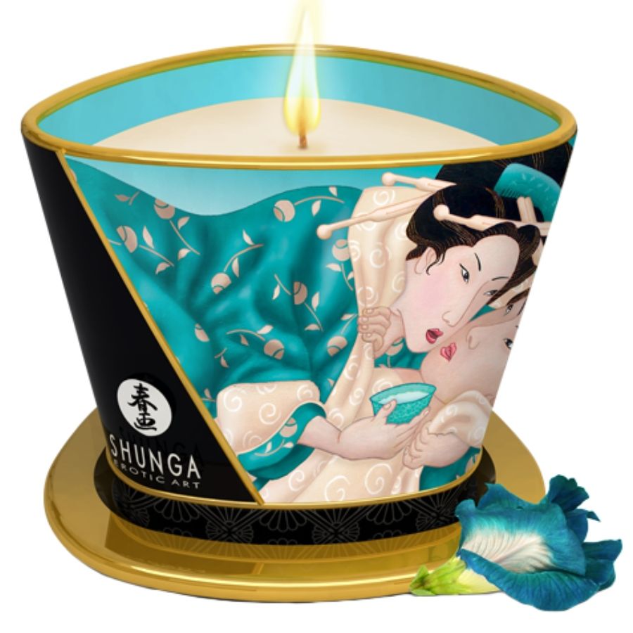Świeca do masażu Shunga Island Blossoms o zapachu wanilii, 170 ml