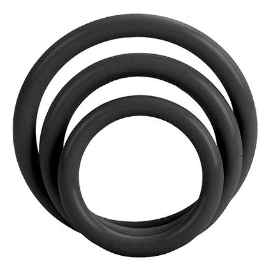 CalExotics Tri Rings Black: zestaw silikonowych pierścieni na penisa
