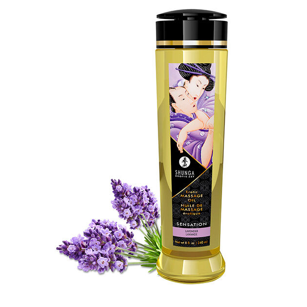 Olejek do masażu Shunga Sensation o zapachu lawendy, 240 ml