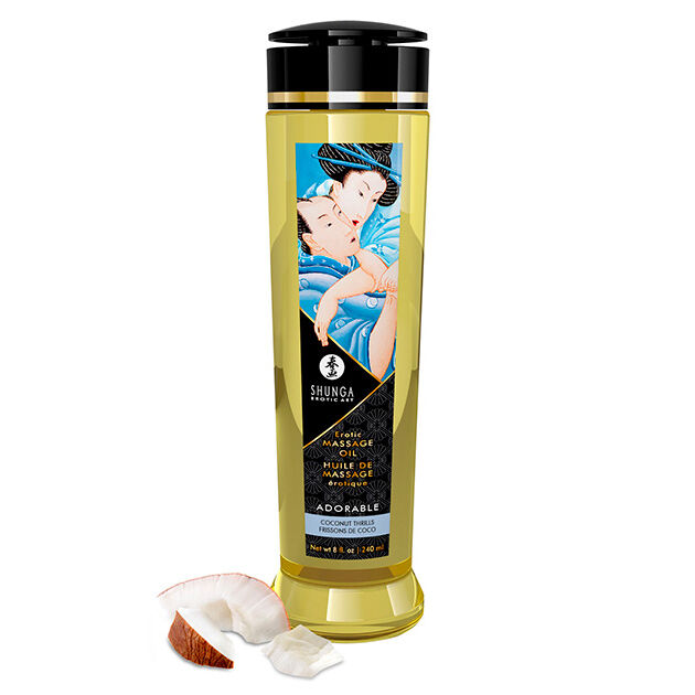 Olejek do masażu Shunga Adorable o kokosowym zapachu, 240 ml