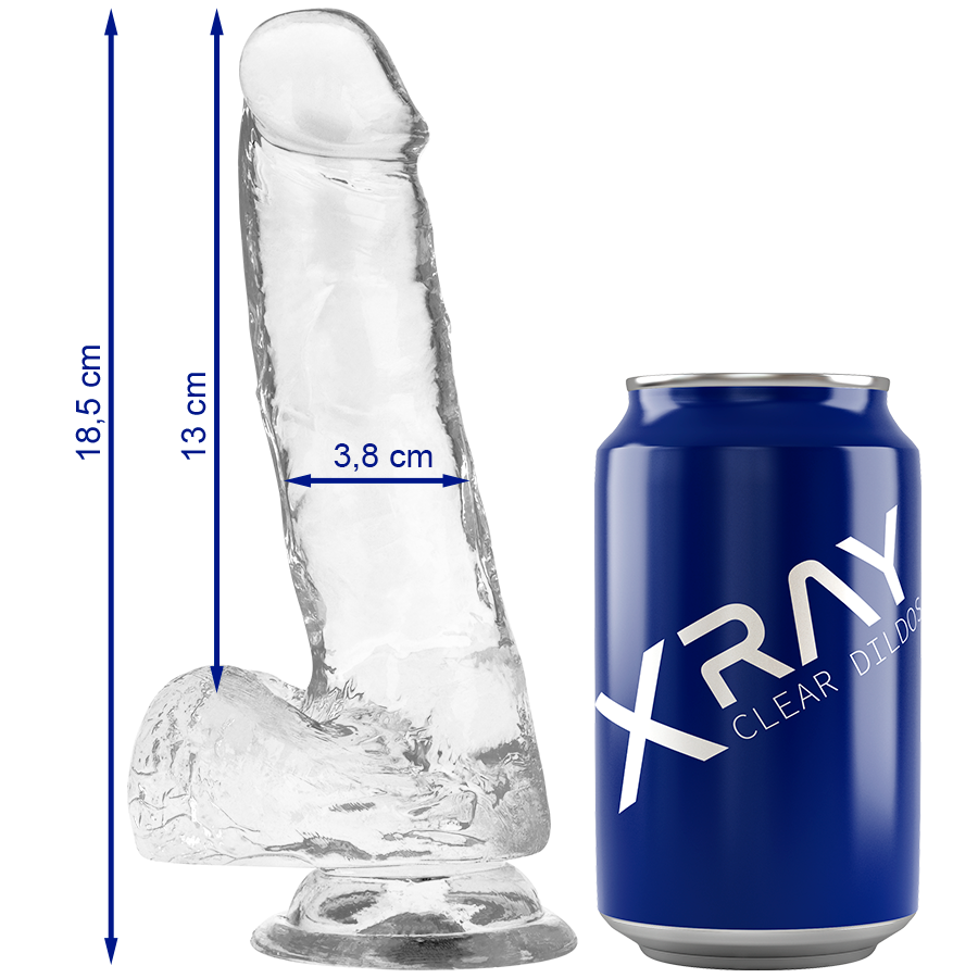 Realistyczne dildo X RAY Clear z przyssawką, 18,5 cm
