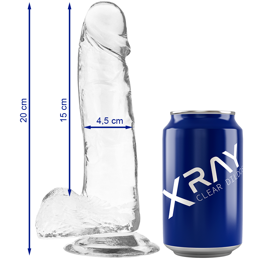 Realistyczny dildo X RAY Clear z jądrami, 20 cm