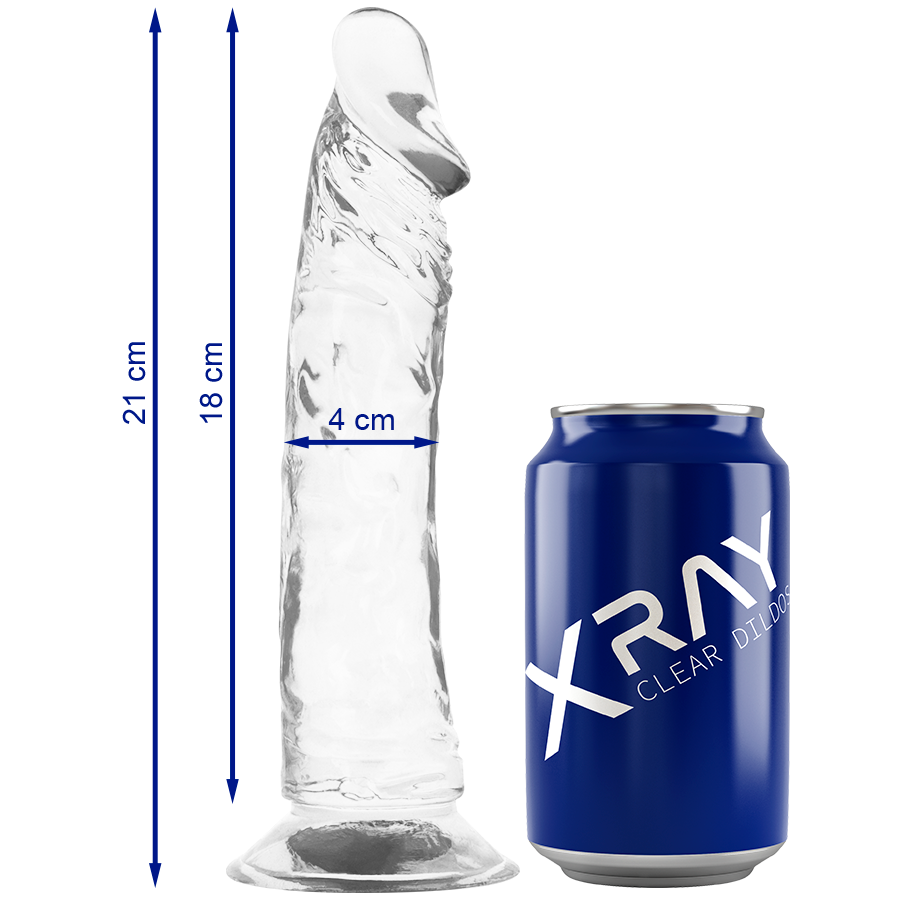 Realistyczny przezroczysty dildo 21 cm z przyssawką do naturalnej stymulacji, X RAY