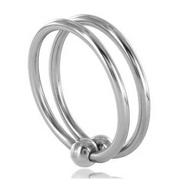 METAL HARD Double Glans Ring 28 mm, stalowy pierścień na penisa bez wibracji
