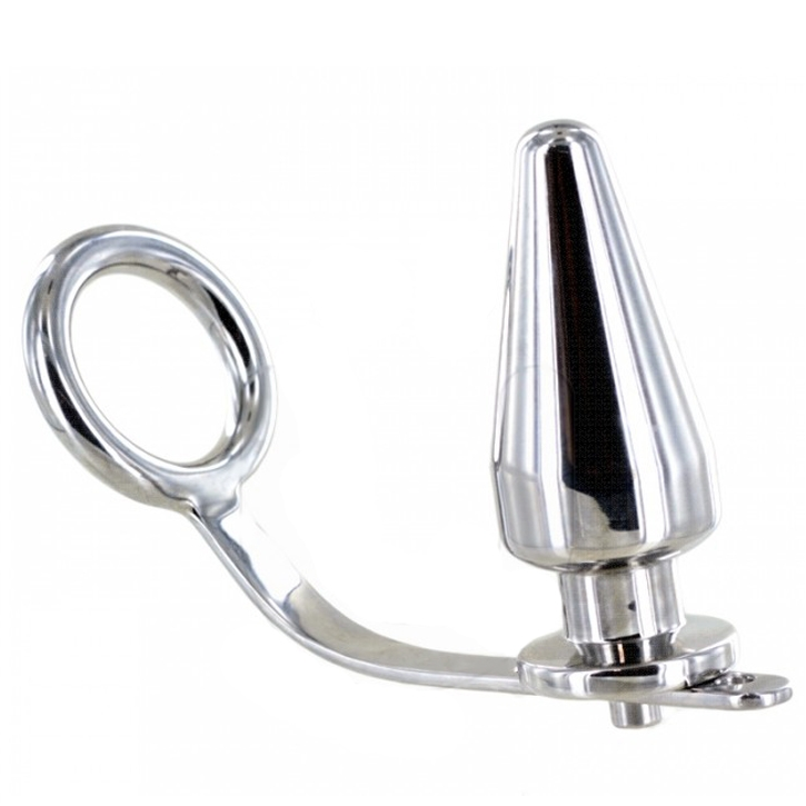 METAL HARD korek analny ze stalowym pierścieniem, 4,5 cm