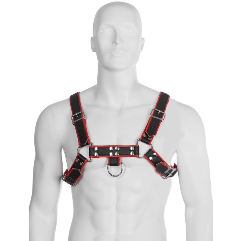 LEATHER BODY Chain Harness III męska uprząż, czarno czerwona