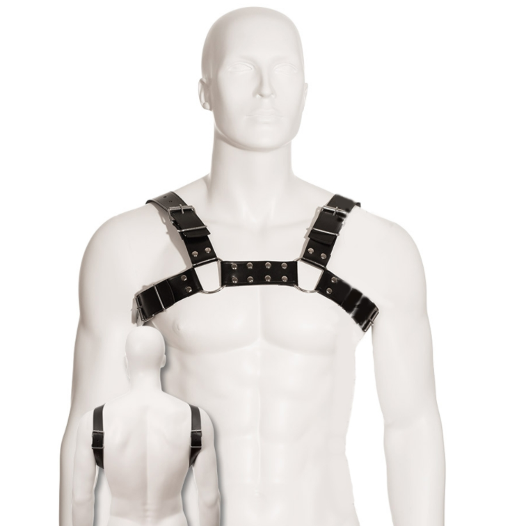 Męskie skórzane szelki LEATHER BODY, czarne