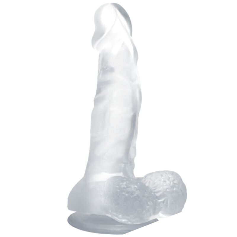 Realistyczne dildo BAILE z przyssawką, przezroczyste, 16,7 cm