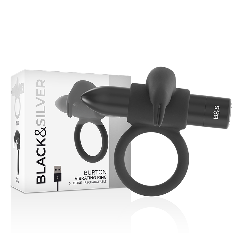 Silikonowy pierścień wibrujący, 10 trybów dla intensywniejszej erekcji BLACKSILVER
