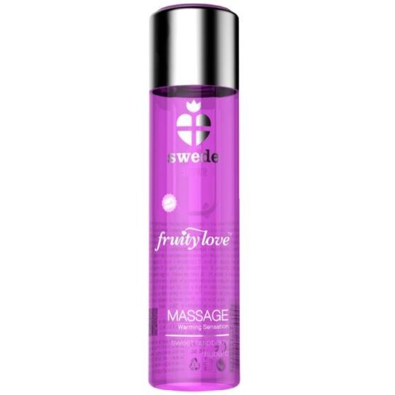 Olejek do masażu SWEDE Fruity Love z efektem rozgrzewającym, o zapachu malin i rabarbaru, 60 ml