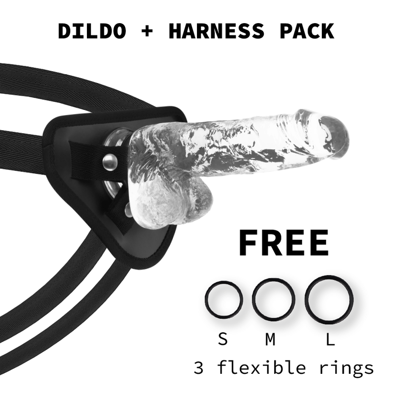 Przezroczysty dildo strap on z przyssawką, miękkie jelly, 18 cm X RAY