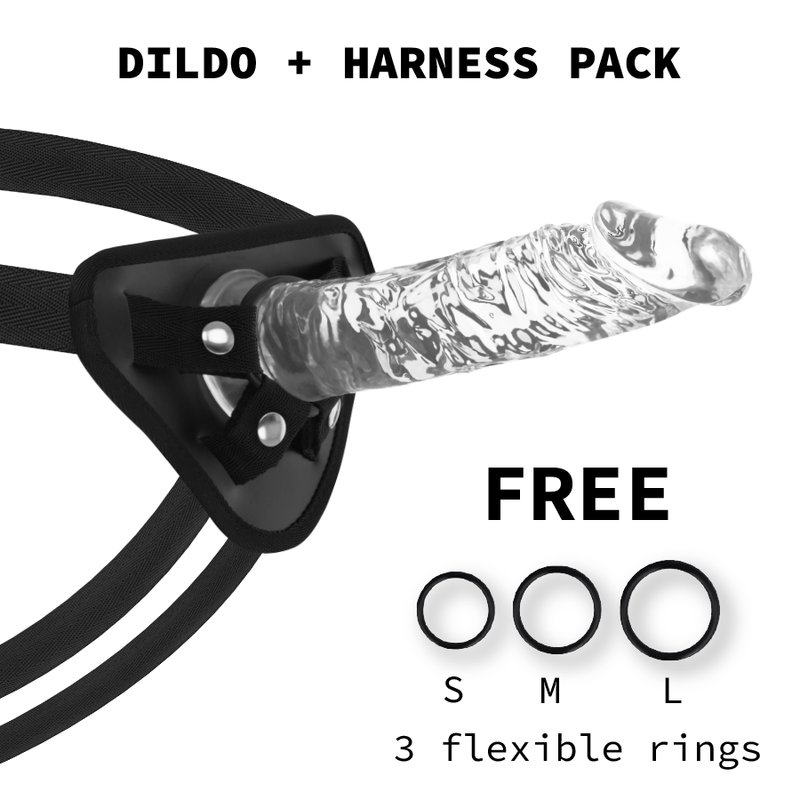 Przezroczysty strap on z realistycznym dildo 21 cm i regulowanymi pasami X RAY